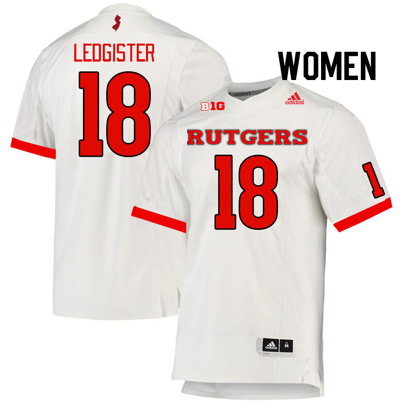 Women #18 Fitzroy Ledgister Rutgers Scarlet Knights College Football Jerseys Stitched Sale-White - Click Image to Close